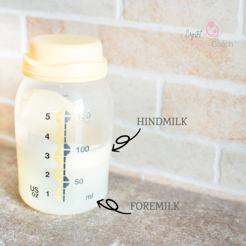 clear difference between foremilk and hindmilk, pumped milk in a bottle